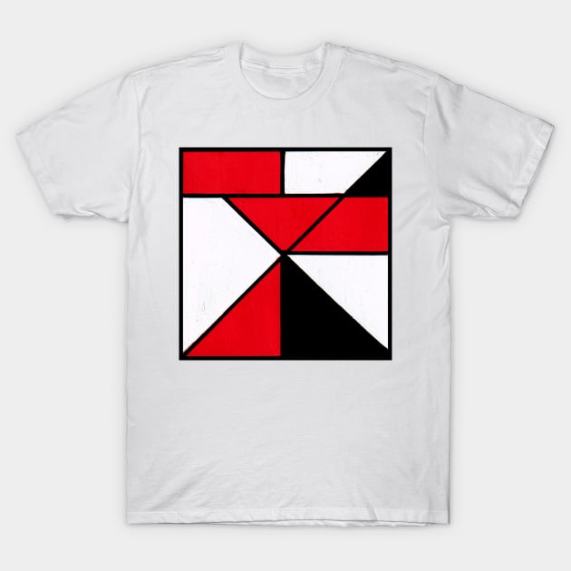 Red, Black, and White Geometric Abstract Acrylic Painting T-Shirt by abstractartalex